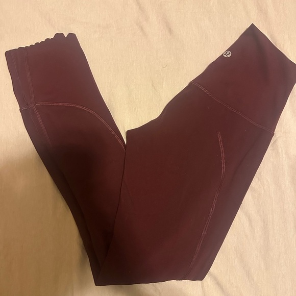 Lululemon Burgundy Leggings Size 2 - Picture 1 of 2